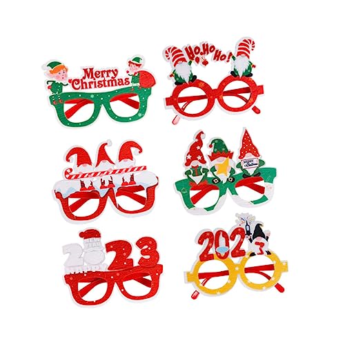 BUGUUYO 6St 2023 Weihnachtsbrille Foto-Requisite für Weihnachten Brillen zu Weihnachten Weihnachtsschmuck weihnachtsdeko faschingsbrille Partybrille prop einzigartige gläser flamme Plastik von BUGUUYO