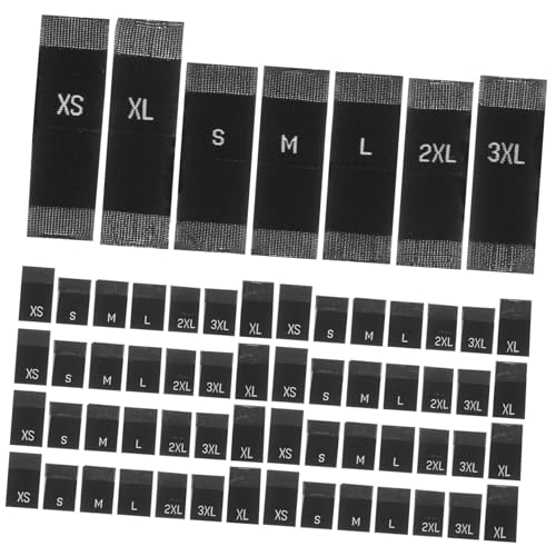 BUGUUYO 700 Stück Kleidergrößenetikett Stoffgrößenetiketten Kleidungsetiketten Größenetiketten für Bekleidung Größenetiketten für Kleidung Kleidergrößen-Etiketten Polyester Black von BUGUUYO