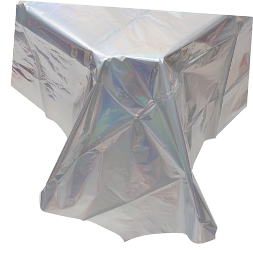 BUGUUYO Tischdecke Aus -aluminiumfolie Schillernde Partydekorationen Einweg-tischdecken Einwegtischdecken Schillernde Tischdecke Regenbogen-tischdecke Tischtuch Baby Metall Plastik von BUGUUYO