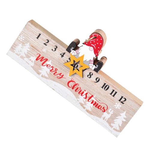 BUGUUYO Weihnachtsschmuck Weihnachtskalenderblöcke Neujahr Adventskalender Ornamente 12-tage-adventskalender Tischkalender Weihnachts-countdown-kalender Zahlen Weihnachtsmann Hölzern von BUGUUYO