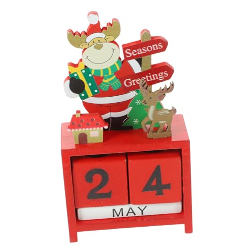 BUGUUYO schreibtisch dekoration tischkalender weihnachtgeschenk weihnachtsgeschenk weihnachts geldgeschenke blockiert Kalender für Weihnachten weihnachtskalender schmuck Holz rot von BUGUUYO