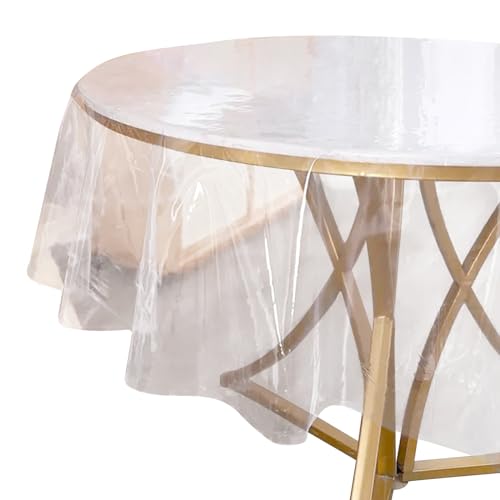 BUKBAG Tischfolie Transparent Rund Tischdecke Klarsicht, PVC Runde Outdoor Tischdecke Folie Transparent Rund 80 120 140 150 cm, Durchsichtige Tischdecke Rund, Tischschutz Transparente Tischfolie Rund von BUKBAG