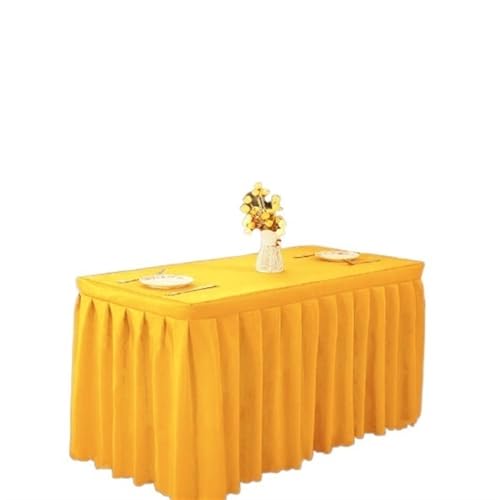 BULINO Party-Tischrock, Tischröcke, Tischrock, Polyester, rechteckige Tischdecke, Konferenzraum, Ausstellungstischdecke, Tischdecke for Hochzeitsfeier, Hoteldekor(Yellow,120cmLx40cmWx75cmH) von BULINO