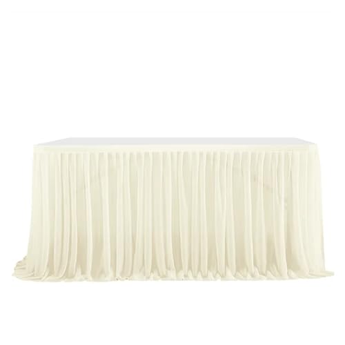 BULINO Party Tischrock,Tischröcke Hochzeit Tischröcke Geburtstag Tischrock Tischdecke Hochzeitsparty Tutu Tüll Tischrock Hochzeitsparty Home Decor(Beige,4FT (122x77cm)) von BULINO