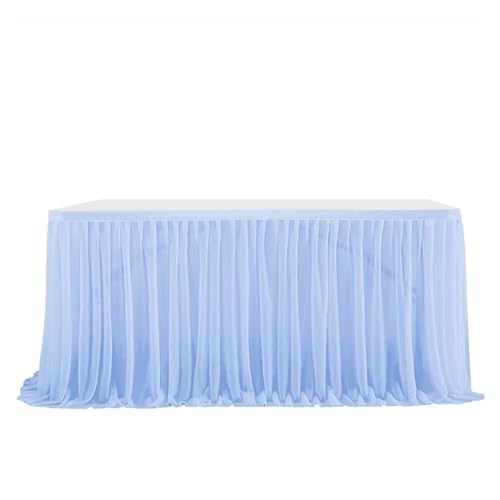 BULINO Party Tischrock,Tischröcke Hochzeit Tischröcke Geburtstag Tischrock Tischdecke Hochzeitsparty Tutu Tüll Tischrock Hochzeitsparty Home Decor(Denim Blue,6FT (185x77cm)) von BULINO