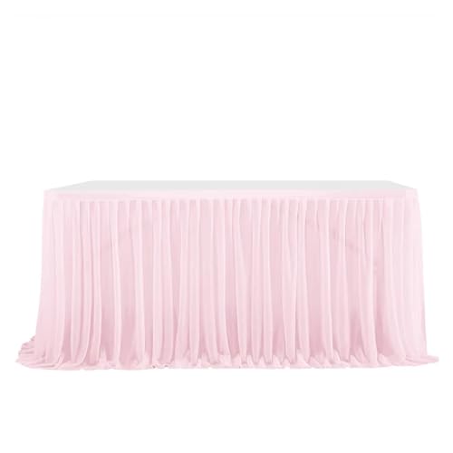 BULINO Party Tischrock,Tischröcke Hochzeit Tischröcke Geburtstag Tischrock Tischdecke Hochzeitsparty Tutu Tüll Tischrock Hochzeitsparty Home Decor(Light Pink,9FT (275x77cm)) von BULINO