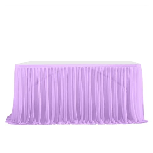 BULINO Party Tischrock,Tischröcke Hochzeit Tischröcke Geburtstag Tischrock Tischdecke Hochzeitsparty Tutu Tüll Tischrock Hochzeitsparty Home Decor(Light Purple,9FT (275x77cm)) von BULINO