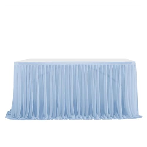 BULINO Party Tischrock,Tischröcke Hochzeit Tischröcke Geburtstag Tischrock Tischdecke Hochzeitsparty Tutu Tüll Tischrock Hochzeitsparty Home Decor(Wathet Blue,4FT (122x77cm)) von BULINO