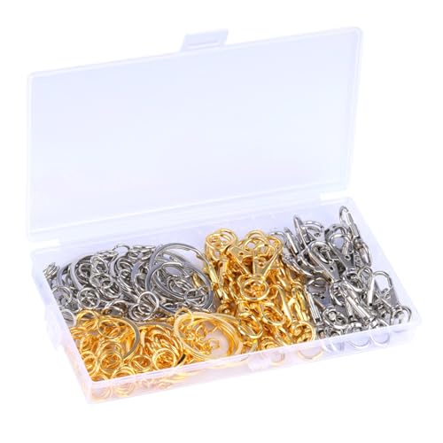 BUMMPI 160 Stück Karabinerhaken Binderinge Schlüsselanhänger mit Kette Set zur Reparatur von Schmuckherstellung, Schlüsselbund Handwerk von BUMMPI