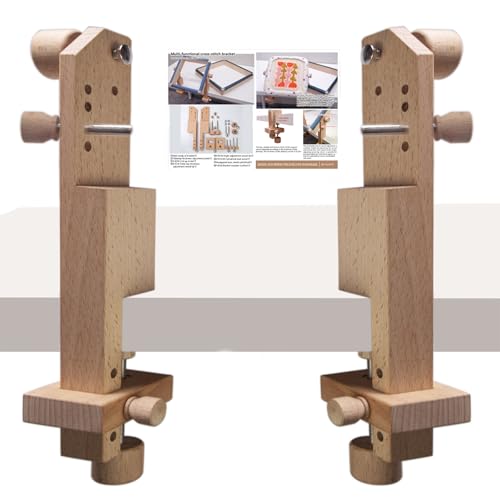 BUMMPI Verstellbarer Stickständer aus Holz für Schreibtisch, freihändiges Handarbeiten, Desktop-Nähständer mit Stickrahmen von BUMMPI