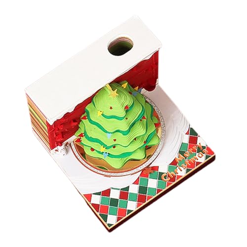 Weihnachts-3D Papierskulptur Notizblöcke Zerreißbare Seite Schreibtisch Ornament 3D Papierschnitzerei Kunst Notizblock Mit Stifthalter von BUMMPI