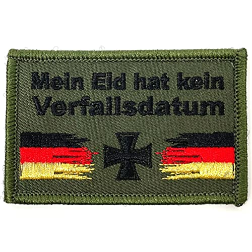 BUNDESWEHR LIEBE® Deutschland Flagge Eisernes Kreuz Bundeswehr Rucksack Jacke Laser Tag Deutschland Patch Klett Iron Cross oliv Wehrmacht Aufnäher Abzeichen ca.8cm x 5cm oliv bestickt von BUNDESWEHR LIEBE