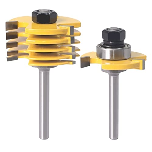 Router Bits, Router Bit Set, 2-teiliges Fugen-Schlitz-Fräser-Set, 3-Flügel-Fräser-Set, 6 mm, 6,35 mm, 8 mm Schafttiefe Schlitzfräser-Fräser mit 6 verschiedenen Schnittlängen: 1/16 Zoll, 3/32 Zoll, 1/8 von BUNGAA