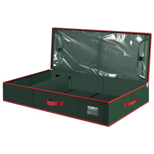 BUNIQ Weihnachts-Geschenkpapier-Aufbewahrungsbehälter,Weihnachts-Geschenkpapier-Aufbewahrungsbox - 40-Zoll-Unterbett-Geschenkpapier-Organizer-Taschen mit Taschen - Flexible Trennwände, langlebige von BUNIQ