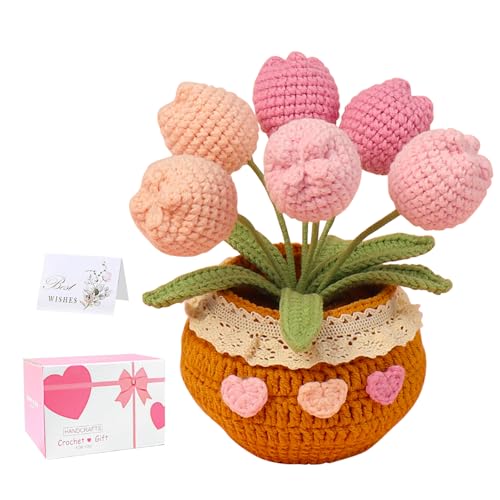 BUNTEY Häkelblumen, gehäkelter Blumenstrauß, gehäkelte Sonnenblumen, Häkelpflanzen und Geschenk-Box, einzigartiges handgefertigtes Geschenk für Zuhause und Büro, Schreibtischdekoration, perfekt für von BUNTEY