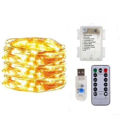 BUONTEMPO Lichterkette Batterie, 5m 50 LED Warmweiß außen Lichterketten 8 Modi IP65 Wasserdicht Kupferdraht Lichterkette für Weihnachten, Schlafzimmer, Party, Hochzeit von BUONTEMPO