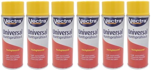 BURI 6X Vectra® Universal Sprühlack rapsgelb glänzend Lackspray 400ml Farbspray von BURI