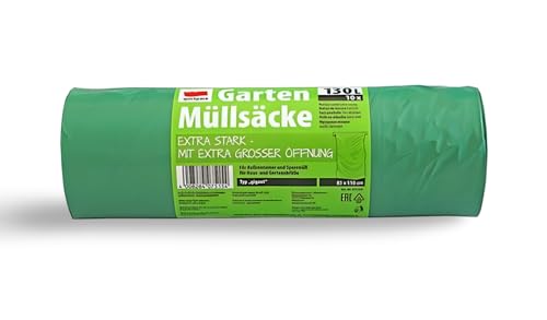 BURI Reißfeste Müllsäcke Garten 10 Stück je 130L Müllsack extra stark Abfallsack Gartenabfallsäcke Müllbeutel Große Mülltüten Abfallbeutel Abfallsäcke für Gartenabfälle Gartensack Gartensäcke 1 Rolle von BURI