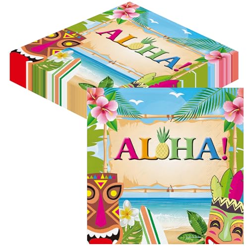 40 Stück Hawaii Luau Sommer Servietten für Aloha Hawaii Party Dekoration Hawaii Tischdeko Tropische Party Papierservietten für Sommer Pool Party Palmblatt Servietten für Taufe Geburtstag Hochzeit von BUSCANDO