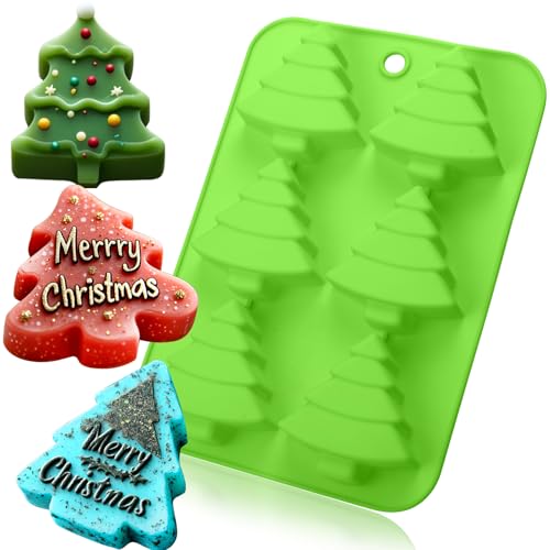 BUSOHA Weihnachts-Silikon-Seifenformen – Weihnachts-Seifen-Kerzenform-Set, 3D-Baumformen für Bastelarbeiten, Zuhause, Geschenke für Seife, Kerzen, Kuchen, Kekse, Schokolade, Eiswürfel von BUSOHA