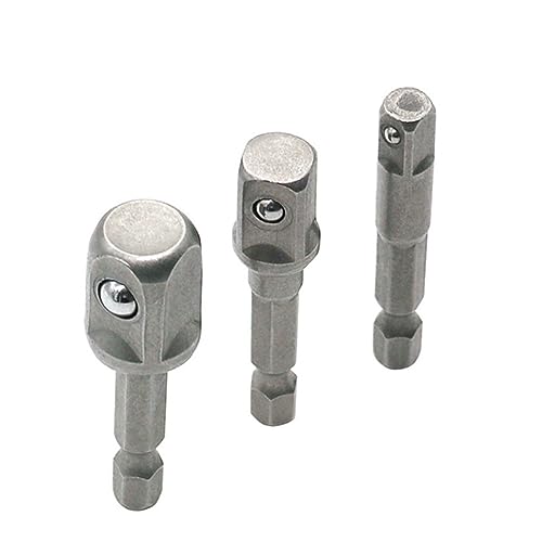 BUTIFULSIC 3 Teiliges Set Bohrmaschinen Adapter Sechskant Vierkantmutter Treiber Schlag Stecknuss Verlängerung Vanadium Stahl Bit Adapter Set von BUTIFULSIC