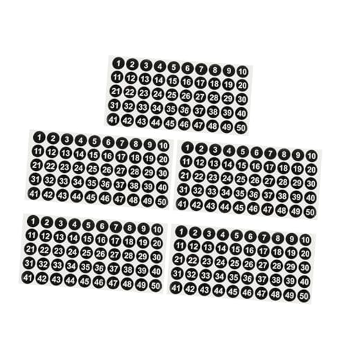 BUTIFULSIC 5 Blätter Runde Zahlenetiketten vorratsetiketten nummern aufkleber Aufbewahrungsaufkleber Markierungsaufkleber Wasserfeste Aufkleber Zahlenaufkleber Kleidernummernaufkleber Papier von BUTIFULSIC