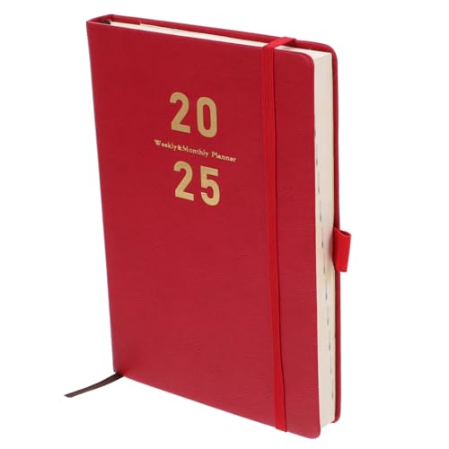 BUTIFULSIC Zeitplan 2025 Monatsplaner 2025 Tagesplaner 2025 Tagesbuch 2025 Planer-Notizblock 2025 Notizbuch reisen schülerplaner multifunktionaler akademischer Planer Schreibbuch Papier rot von BUTIFULSIC