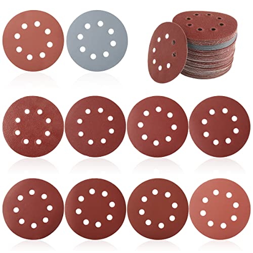 100 StüCk Schleifscheiben 125 Mm Klett Schleifscheiben Schleifpapier 8-Löcher für exzentrische Rundschleifer Verschiedene Körner 80/180/240/320/400/800/1000/1500/2000/3000 von BUTORY