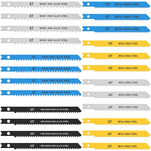 A Schablonen-Sägeblätter, 24 Stück, Set mit passenden Sägeblättern aus hohem Stahl mit U-Blattblatt-Sägeblättern, Shark Tool für Holz zum Schneiden aus Kunststoff von BUTORY