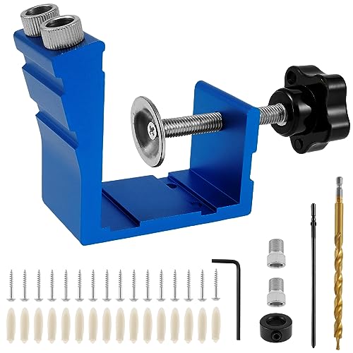 BUTORY A 78-teiliges Set für Taschenformen, aus Aluminium, Taschenschrauben, Bohranleitung, Jig-Bohrer, langlebig (78 Stück, blau) von BUTORY