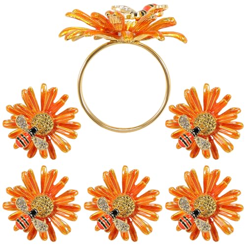 BUTORY Exquisite Serviettenringe mit Gänseblümchen (6, Orange) von BUTORY