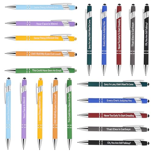 BUTORY Hochwertiges Metall Kugelschreiber Set Mit Touchpen 20 StüCk Ergonomische Druckkugelschreiber Rutschfeste Griffzone GroßRaumine Kuli FüR BüRo Und Haushalt(20,C) von BUTORY