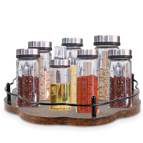 Lazy Susan Spice Rack, höhenverstellbar, drehbar, Organizer, Spice, Organizer um 360 °, drehbar, Organizer für Lazy Susan, einfacher Zugriff auf den Organizer von BUTORY