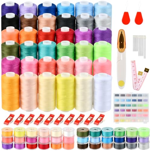 BUYGOO Nähmaschinengarn Set, 700 Yard 36 Farben NäHgarn Set, Nähgarn Sortiment Set, Nähgarn Set für Nähmaschine mit Spulen, Garn Set Nähmaschine, Nähgarn Set Nähgarn für Nähmaschine, für Overlock von BUYGOO