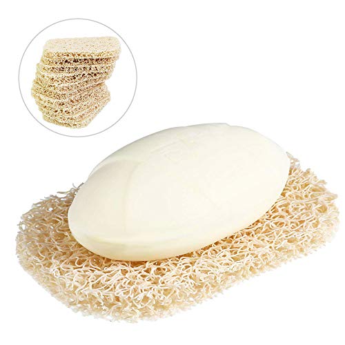 BUZIFU 10 Stücke Seifenspender Natur Luffa Schwamm Seifenkissen Seifenschale Seifenhalter Seifenhebepads für Seifenschale Luffa Zubehör für Dusche/Bad/Küche/Arbeitsplatte (Beige) von BUZIFU