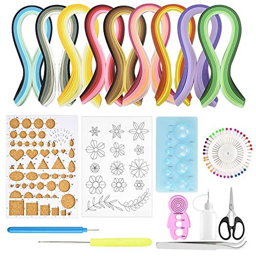 BUZIFU 19 Stück Papier Quilling Set mit 45 Farben 900 Papierstreifen Breite 5mm DIY Design Zeichnung Handwerk Werkzeug mit 10 Quilling Werkzeuge Quilling Schimmel Board Korkplatte von BUZIFU