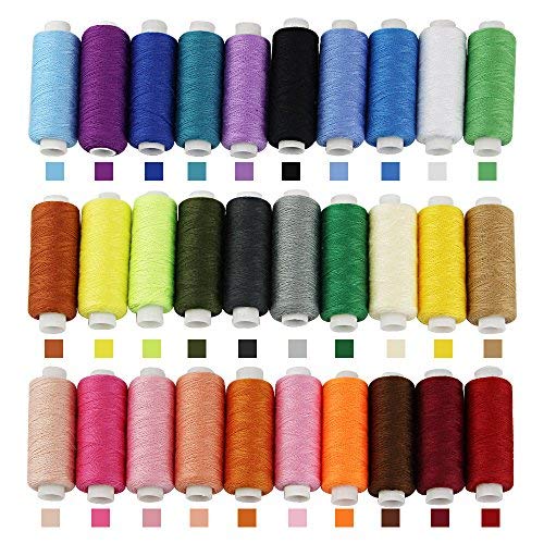 BUZIFU Nähgarn Set 30 Farben Polyester Nähmaschinengarn 250 Yard/Rollen Sewing Thread Nähset Mix-Farben Garnrollen Nähgarn-Sortiment-Set für die Nähmaschine/Quilting Stitching/Hand Sewing von BUZIFU