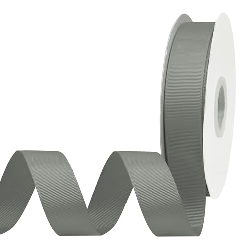 BVIEAKD 26 mm x 45 m Blmetalgrey Ripsband Blmetalgrey Band für Geschenkverpackungen, sehr geeignet für Hochzeiten, Dekoration, Blumenstrauß, Kunst, Handwerk, Nähen, Haarschleife, Einladung von BVIEAKD