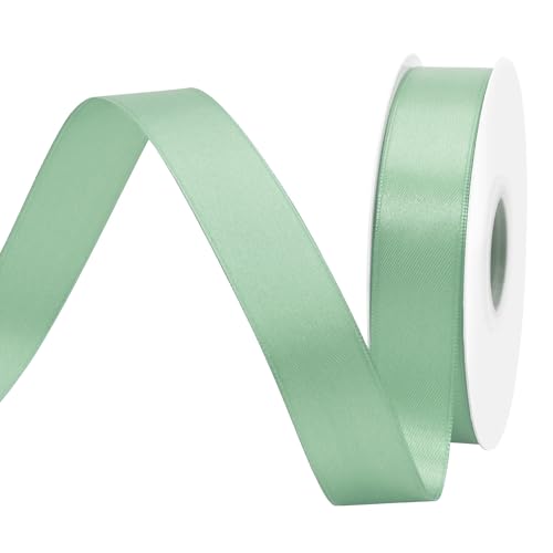 BVIEAKD 26mm breit 45m Long Double Face Sage Green Satin Ribbon Stoffband für Geschenkverpackungen Sehr geeignet für Hochzeiten Dekoration Blumenstrauß Ballons Kunsthandwerk Nähen Haarschleife von BVIEAKD