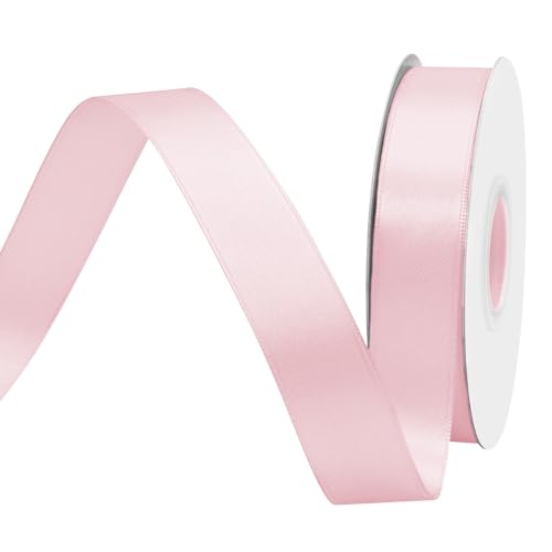 BVIEAKD 26mm breit 45m Long Double Face lt Pink Satin Ribbon Stoffband für Geschenkverpackungen Sehr geeignet für Hochzeiten Dekoration Blumenstrauß Ballons Kunsthandwerk Nähen Haarschleife von BVIEAKD