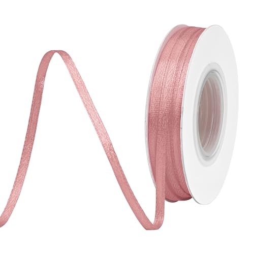 BVIEAKD 3mm breit 45m Long Double Face Dusty Pink Satin Ribbon Stoffband für Geschenkverpackungen Sehr geeignet für Hochzeiten Dekoration Blumenstrauß Ballons Kunsthandwerk Nähen Haarschleife von BVIEAKD