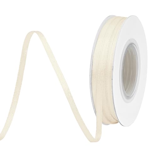 BVIEAKD 3mm breit 45m Long Double Face Elfenbein Satin Ribbon Stoffband für Geschenkverpackungen Sehr geeignet für Hochzeiten Dekoration Blumenstrauß Ballons Kunsthandwerk Nähen Haarschleife von BVIEAKD