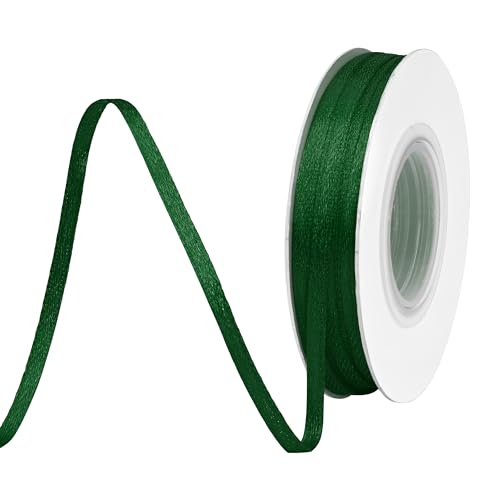 BVIEAKD 3mm breit 45m Long Double Face Forest Green Satin Ribbon Stoffband für Geschenkverpackungen Sehr geeignet für Hochzeiten Dekoration Blumenstrauß Ballons Kunsthandwerk Nähen Haarschleife von BVIEAKD