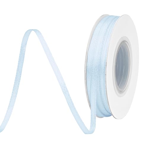 BVIEAKD 3mm breit 45m Long Double Face Lt Blue Satin Ribbon Stoffband für Geschenkverpackungen Sehr geeignet für Hochzeiten Dekoration Blumenstrauß Ballons Kunsthandwerk Nähen Haarschleife von BVIEAKD