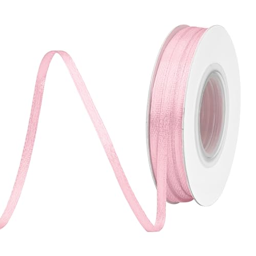 BVIEAKD 3mm breit 45m Long Double Face Pink Satin Ribbon Stoffband für Geschenkverpackungen Sehr geeignet für Hochzeiten Dekoration Blumenstrauß Ballons Kunsthandwerk Nähen Haarschleife von BVIEAKD