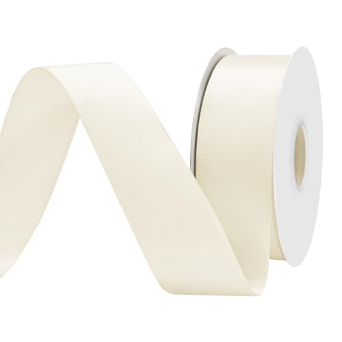 BVIEAKD 40mm breit 45m Long Double Face Elfenbein Satin Ribbon Stoffband für Geschenkverpackungen Sehr geeignet für Hochzeiten Dekoration Blumenstrauß Ballons Kunsthandwerk Nähen Haarschleife von BVIEAKD