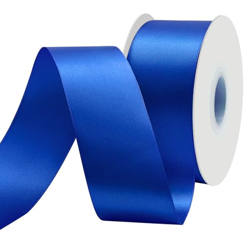 BVIEAKD 53mm breit 45m Long Double Face Königsblau Satin Ribbon Stoffband für Geschenkverpackungen Sehr geeignet für Hochzeiten Dekoration Blumenstrauß Ballons Kunsthandwerk Nähen Haarschleife von BVIEAKD