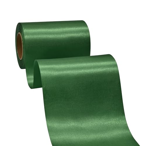 BVIEAKD Breite Forest Green Satinband 10cm x 22m Solid Fabric Band zum Schneiden Zeremonie Kit Grand Opening Hochzeit Geburtstag Party Dekoration Bögen Stuhl Schärpe von BVIEAKD