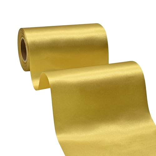 BVIEAKD Breite Gold Satinband 16cm x 22m Solid Fabric Band zum Schneiden Zeremonie Kit Grand Opening Hochzeit Geburtstag Party Dekoration Bögen Stuhl Schärpe von BVIEAKD