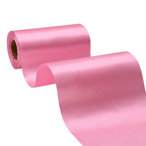 BVIEAKD Breite Pink Satinband 15cm x 22m Solid Fabric Band zum Schneiden Zeremonie Kit Grand Opening Hochzeit Geburtstag Party Dekoration Bögen Stuhl Schärpe von BVIEAKD